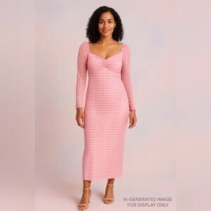 Pink Polka Dot Mesh Midi Dress – Size L (House of Aama x Target)
